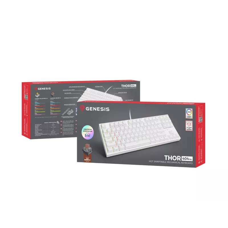 GENESIS Thor 404 TKL Teclado Gaming USB QWERTY US International Branco