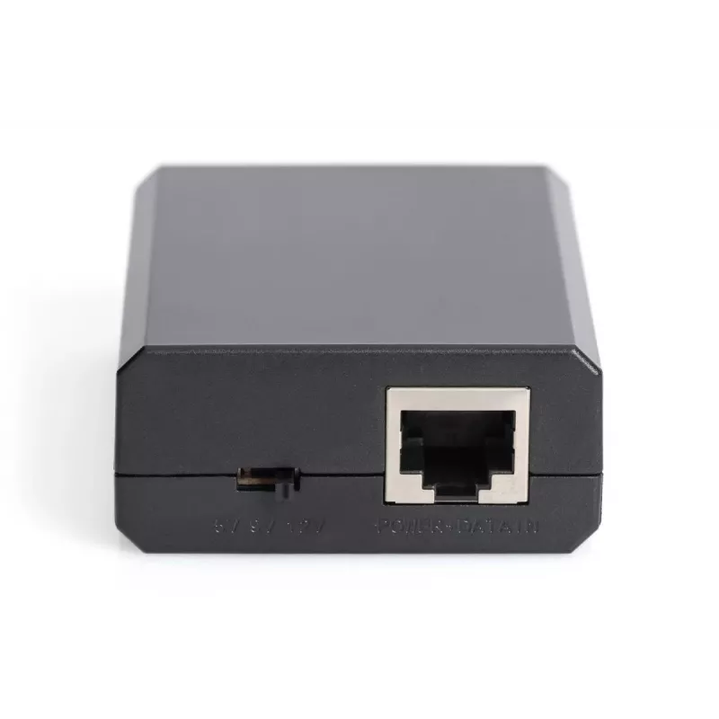 DIGITUS Splitter Gigabit PoE+, 10/100/1000 Mbit/s, 24 W Entrada: 802.3at PoE, Saída: 5V/2A, 9V/2A, 12V/2A, caixa de plástico, preto