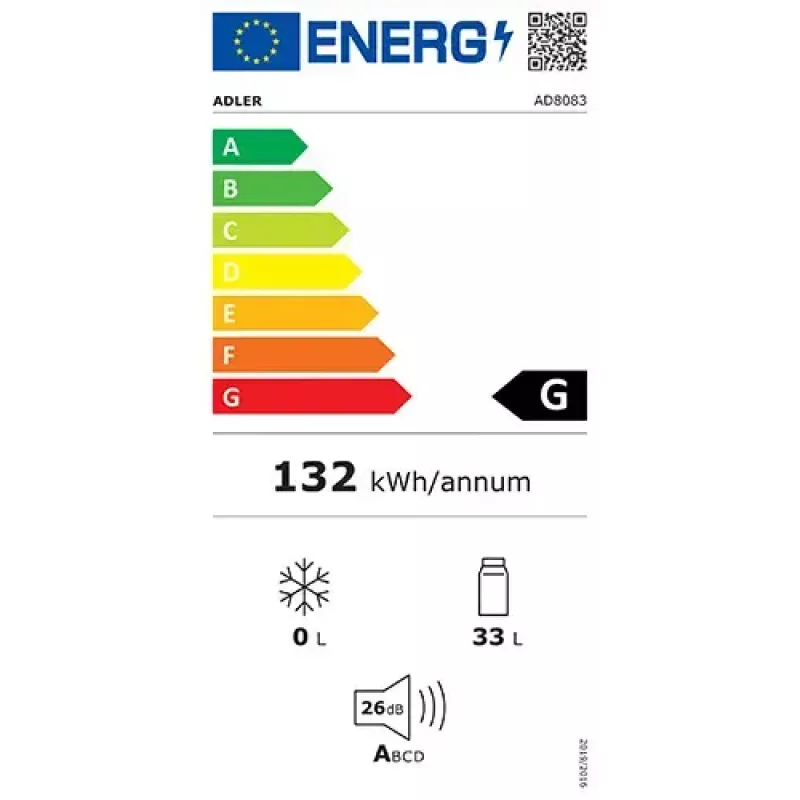 Frigorífico de vinho termoelétrico Adler AD 8083 — 12 garrafas, independente, preto, 33 L, 12–18 °C