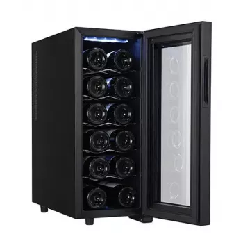 Frigorífico de vinho termoelétrico Adler AD 8083 — 12 garrafas, independente, preto, 33 L, 12–18 °C