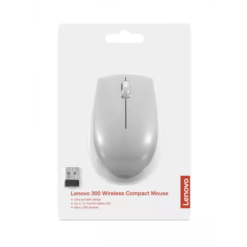 Rato sem fios Lenovo Compact Cinzento Ártico — Ambidestro, RF Wireless, 1000 DPI, 3 botões, alimentado por pilha