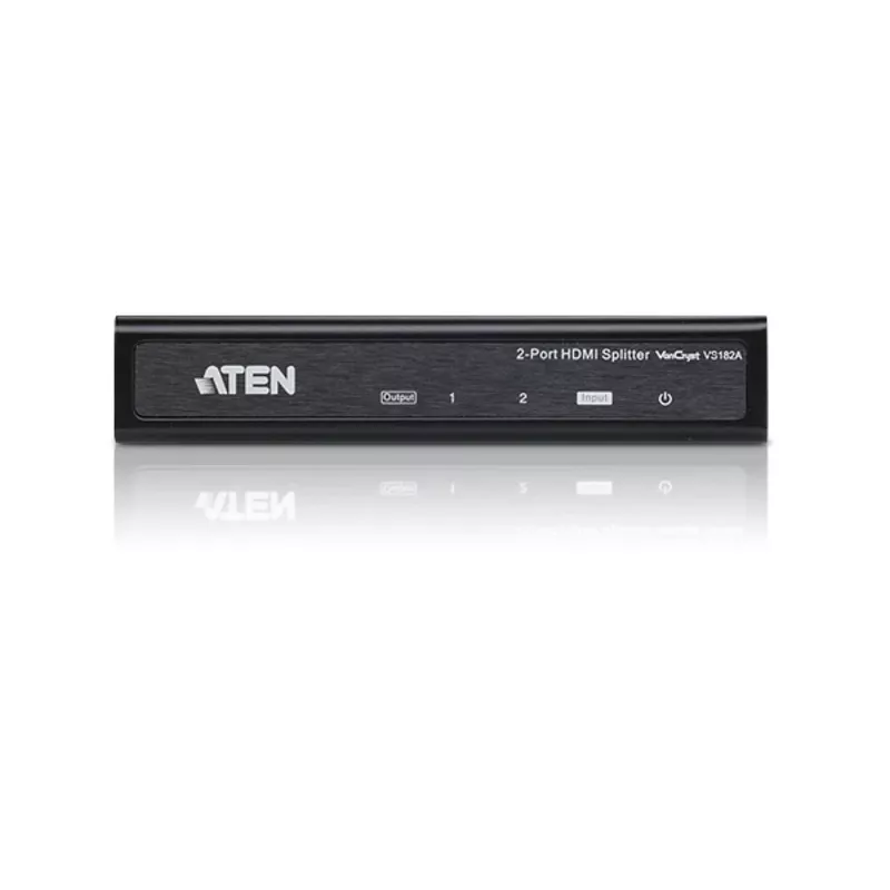 ATEN VS182A splitter de áudio/vídeo HDMI True 4K de 2 portas, 1x entrada HDMI, 2x saídas HDMI, 4K x 2K, HDCP 1.4, preto