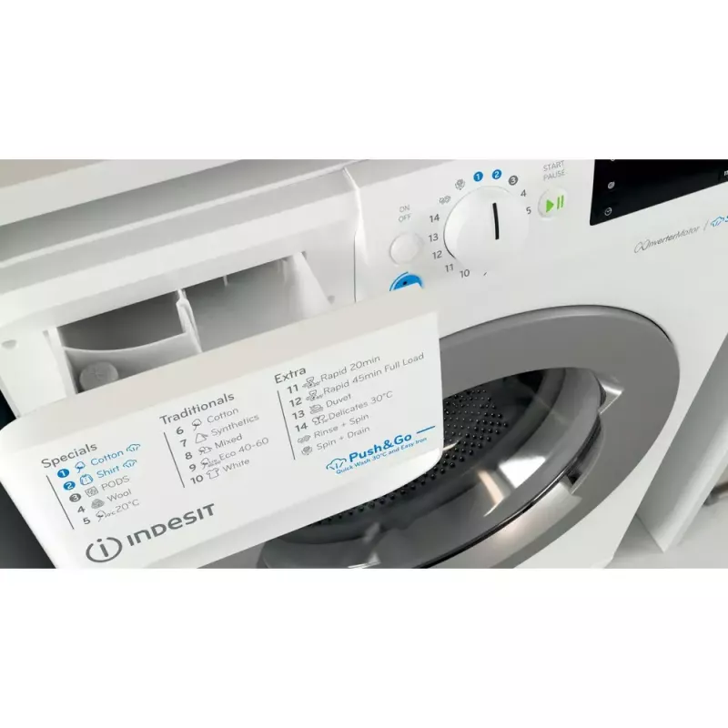 Máquina de lavar roupa de carregamento frontal Indesit BWE 91496X WSV EE — 9 kg, 1400 rpm, A energia, branco