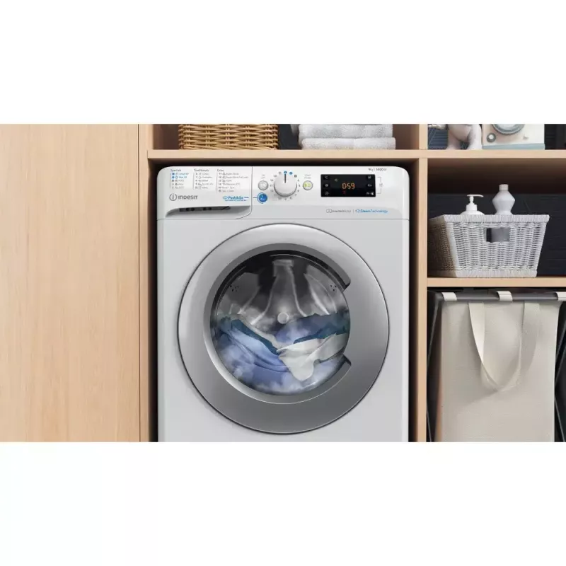 Máquina de lavar roupa de carregamento frontal Indesit BWE 91496X WSV EE — 9 kg, 1400 rpm, A energia, branco