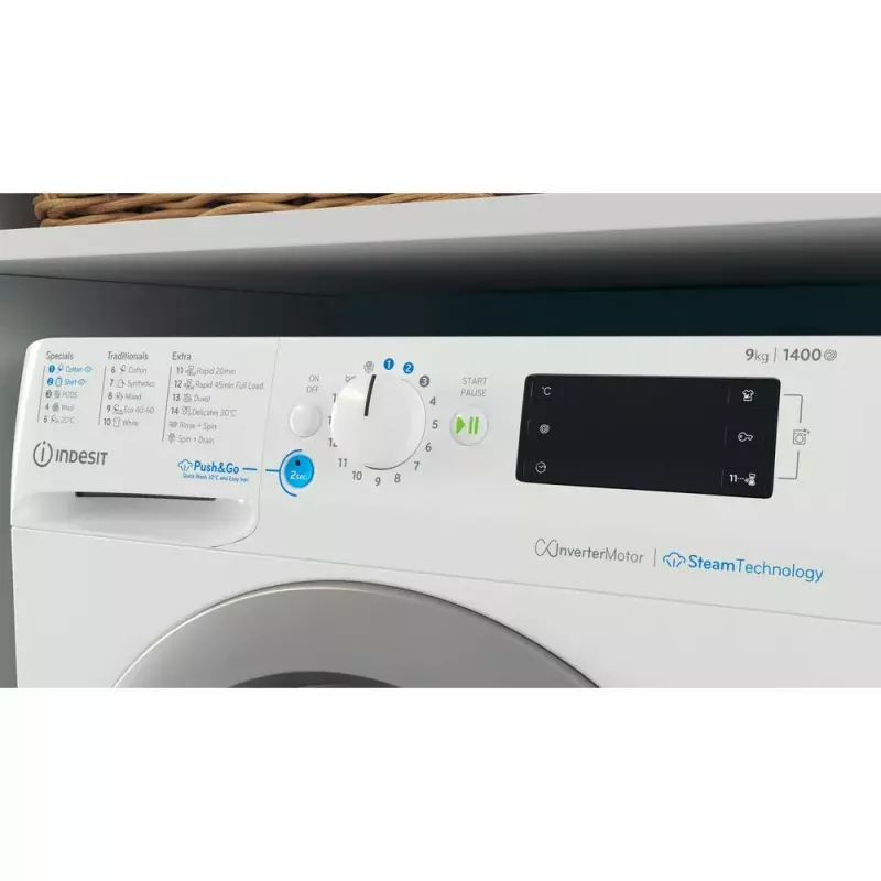 Máquina de lavar roupa de carregamento frontal Indesit BWE 91496X WSV EE — 9 kg, 1400 rpm, A energia, branco