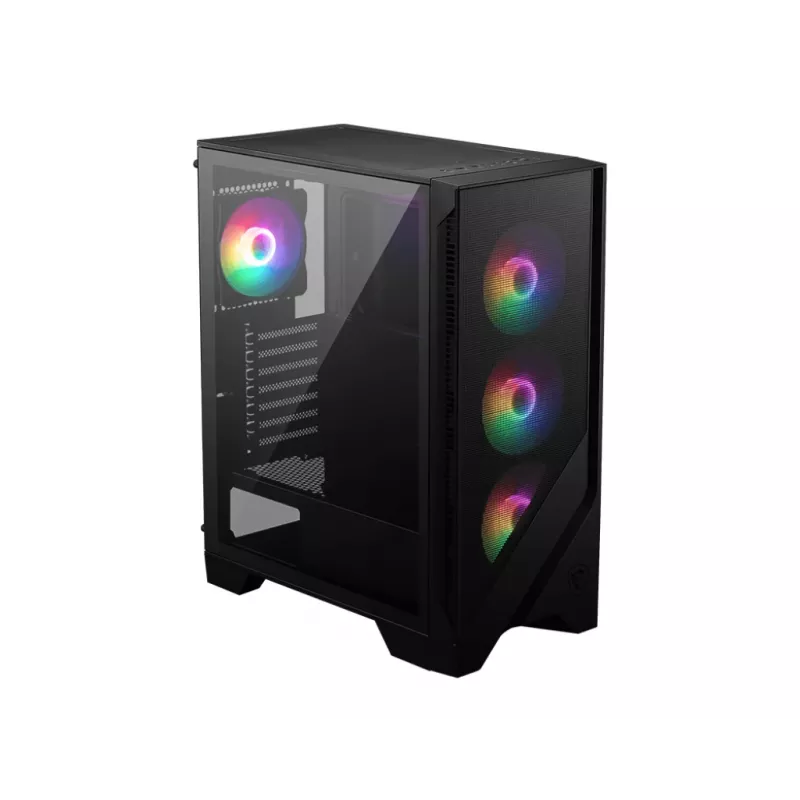 Caixa para PC MSI MAG FORGE 120A AIRFLOW Midi-Tower — Preto, Vidro temperado, Mesh, 3 ventoinhas frontais de 120 mm, 2 ventoinhas superiores de 120 mm, suporte ATX