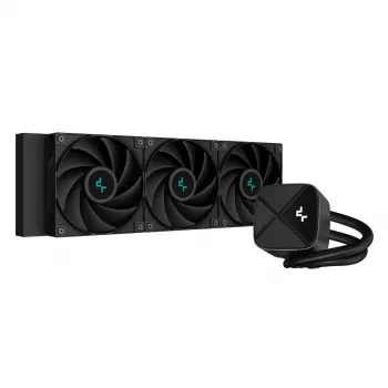 Refrigeração líquida All-in-One DeepCool LS720S Zero Dark — 3 ventoinhas de 120 mm, radiador de 360 mm, tubos de 41 cm, bomba de 6 W, suporte LGA1151/AM4/AM5, preto