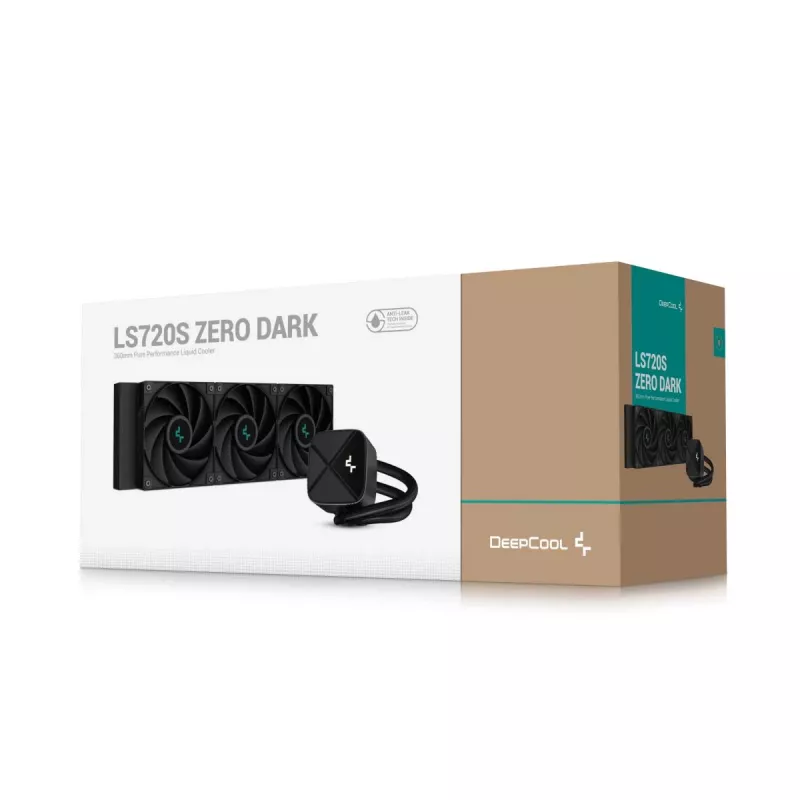 Refrigeração líquida All-in-One DeepCool LS720S Zero Dark — 3 ventoinhas de 120 mm, radiador de 360 mm, tubos de 41 cm, bomba de 6 W, suporte LGA1151/AM4/AM5, preto