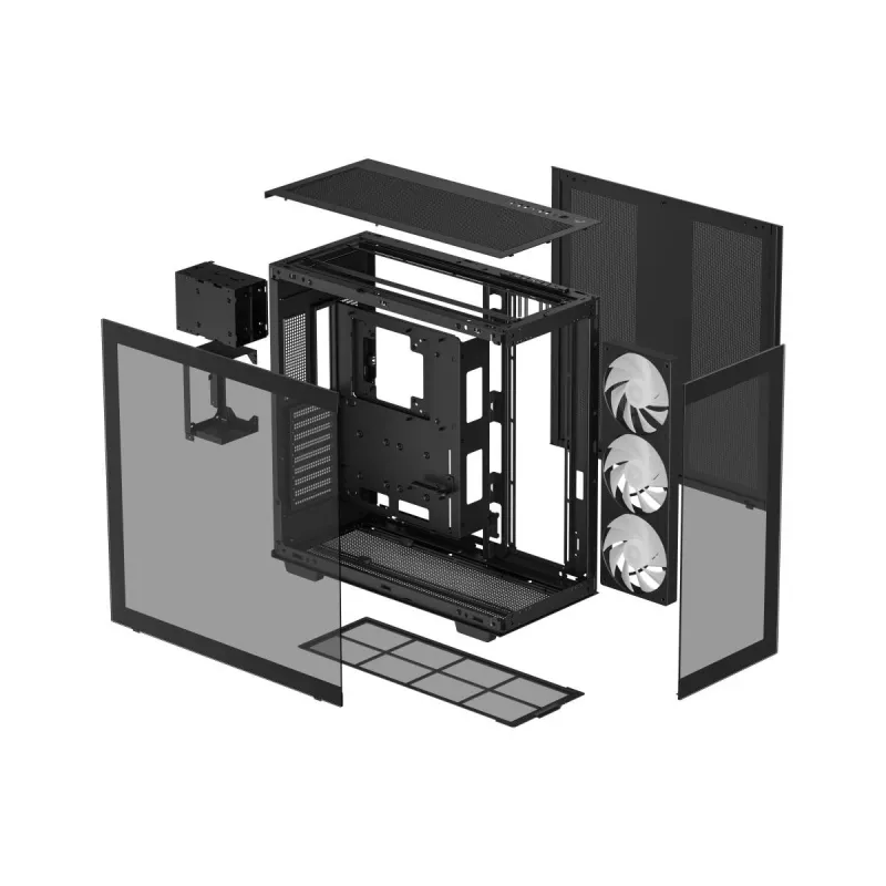 DeepCool CH780 caixa Full Tower para gaming, E-ATX, janela lateral de vidro temperado, sem fonte de alimentação, preta