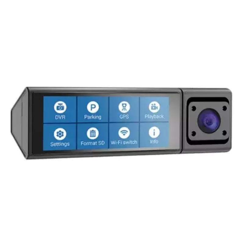 Navitel RC3 PRO dashcam de três canais, Full HD, GPS, Wi-Fi, ecrã IPS de 3,16″ 820x320, SD até 128 GB, mapas incluídos