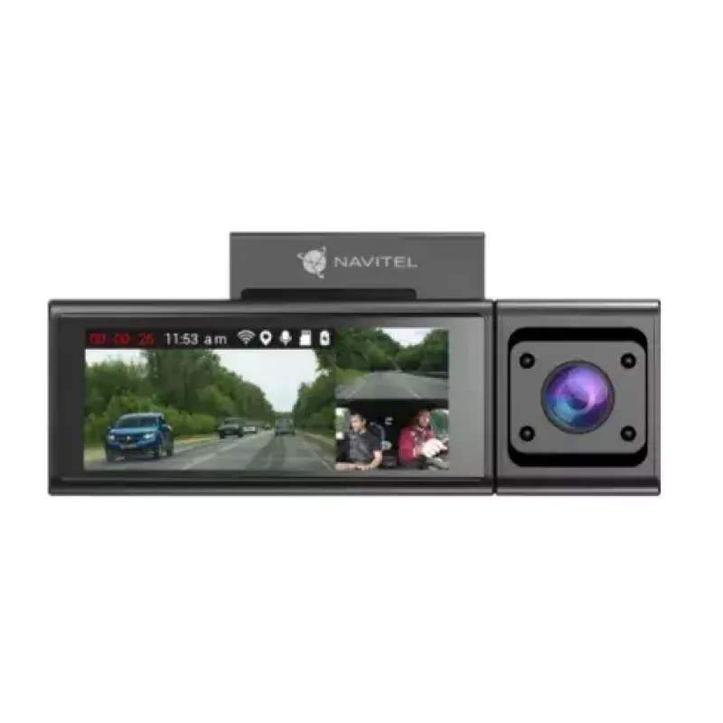 Navitel RC3 PRO dashcam de três canais, Full HD, GPS, Wi-Fi, ecrã IPS de 3,16″ 820x320, SD até 128 GB, mapas incluídos