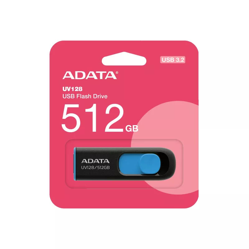 ADATA UV128 AUV128-512G-RBE pen USB 512 GB, USB-A 3.2 Gen 1, deslizante, preta/azul
