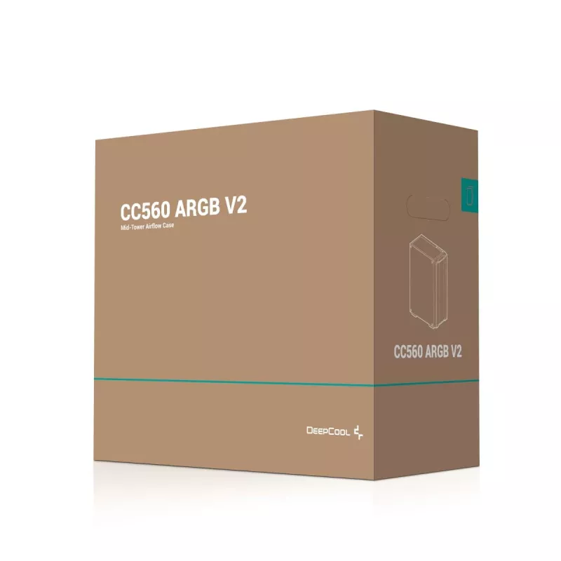 Caixa de PC DeepCool CC560 ARGB V2 Midi-Tower preto — ATX/Micro-ATX/Mini-ITX, vidro temperado, aRGB, suporta GPU até 370 mm