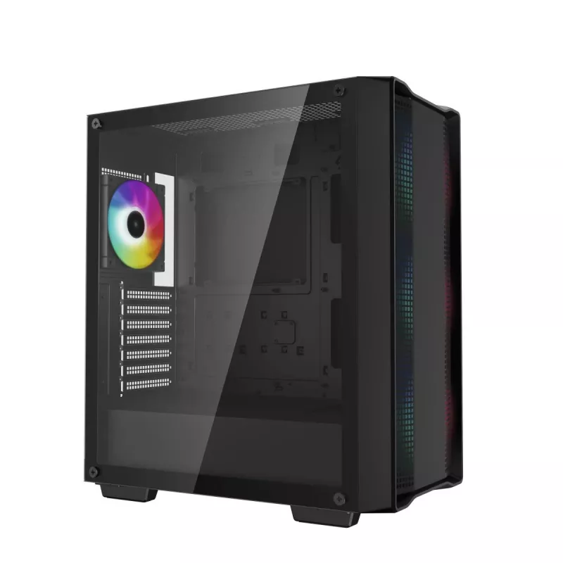 Caixa de PC DeepCool CC560 ARGB V2 Midi-Tower preto — ATX/Micro-ATX/Mini-ITX, vidro temperado, aRGB, suporta GPU até 370 mm
