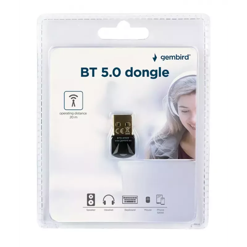 Placa de rede Bluetooth Gembird BTD-MINI6 interface USB sem fios