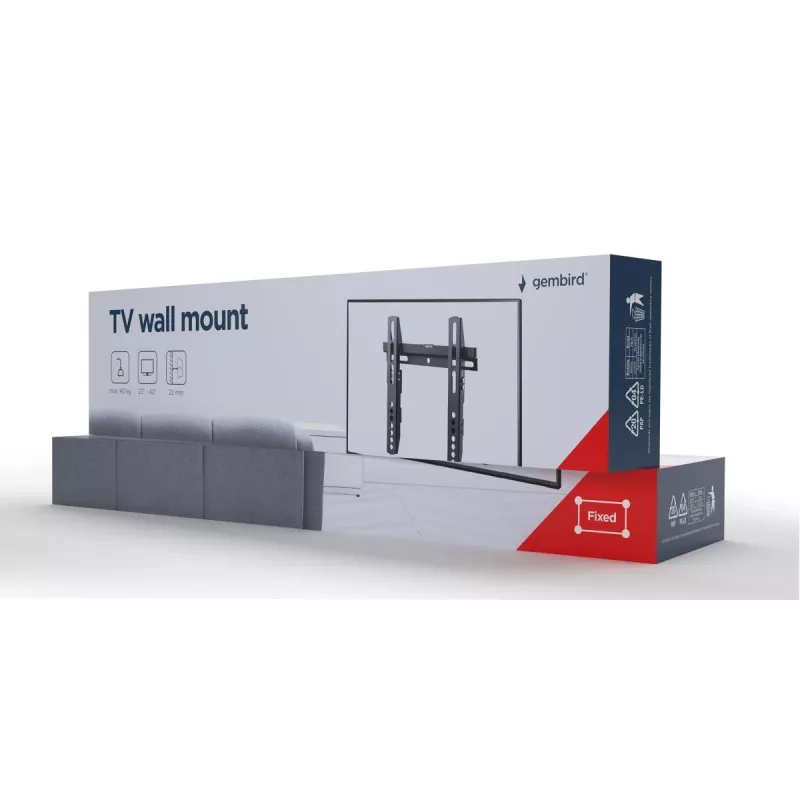 Suporte de TV Gembird WM-42F-02 preto 40 kg capacidade 23 a 42 polegadas