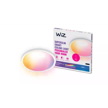 WiZ Superslim Ceiling 32 W, Lâmpada de teto inteligente, Wi-Fi/Bluetooth, Branca, Wi-Fi 4 (802.11n), 802.11b, 802.11g, LED, Plástico