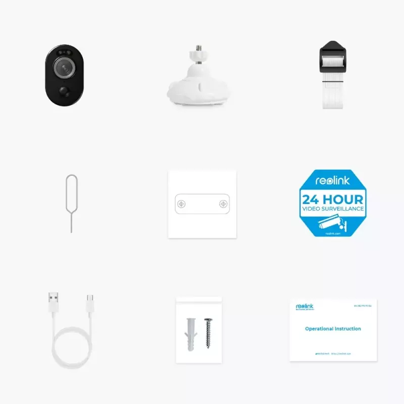 Câmara de vigilância IP Reolink Argus Series B350 4K, sem fios, 8 MP, 3840×2160, campo de visão de 125°, IP65, bateria de 6000 mAh