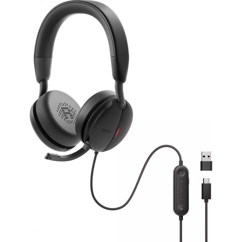 Headset com fio com ANC DELL Pro Plus - WH5024, com fio, chamadas/música, 20 - 20000 Hz, 189 g, headset, preto