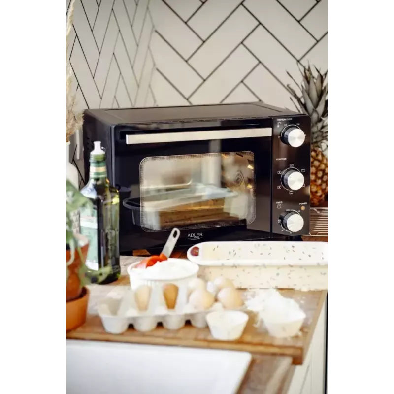 Forno de mesa elétrico Adler AD 6024 — compacto, capacidade de 22 l, 1300 W, preto