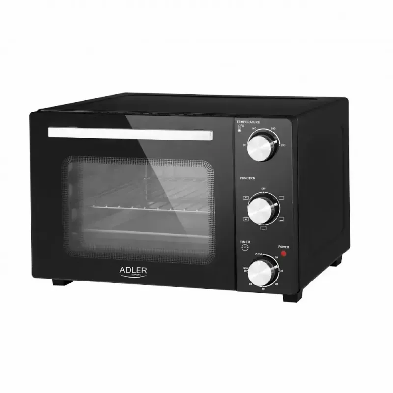 Forno de mesa elétrico Adler AD 6024 — compacto, capacidade de 22 l, 1300 W, preto