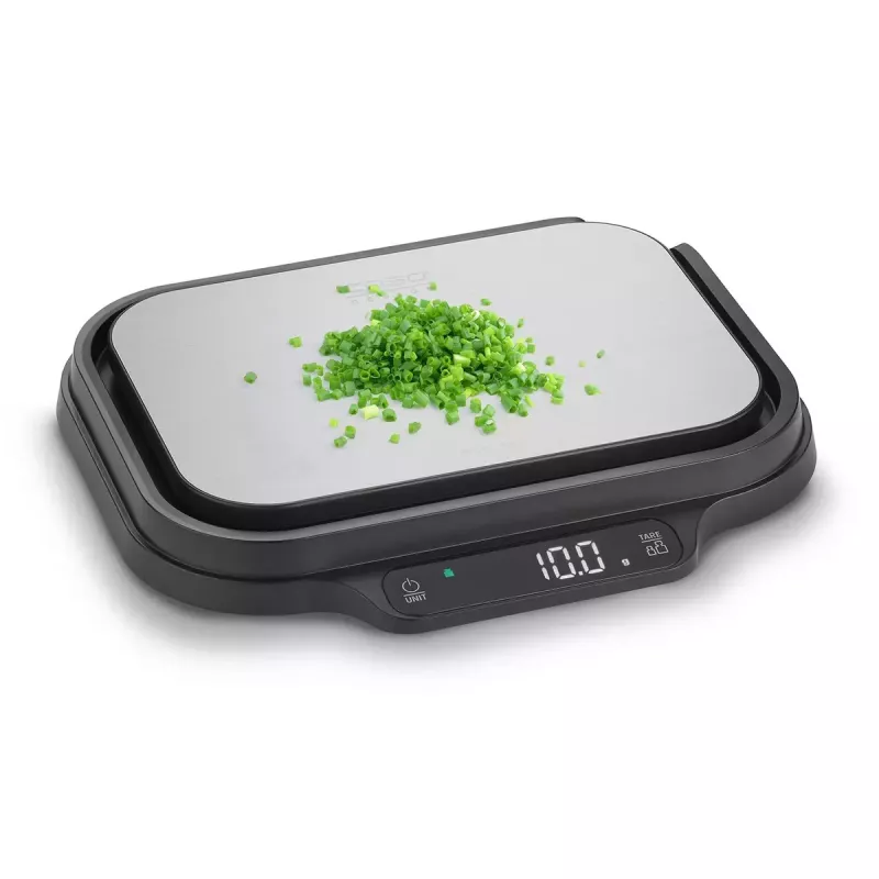 Balança de cozinha Caso KitchenDuo 03291 — balança de cozinha digital, aço inoxidável e preto, visor LED, capacidade de 5 kg, função tara