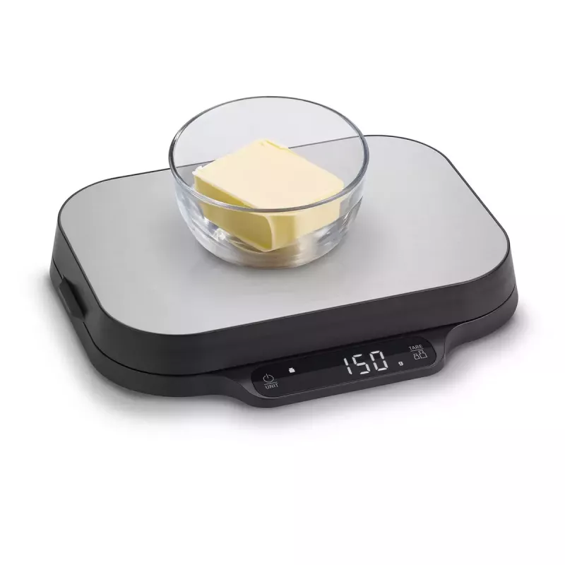 Balança de cozinha Caso KitchenDuo 03291 — balança de cozinha digital, aço inoxidável e preto, visor LED, capacidade de 5 kg, função tara