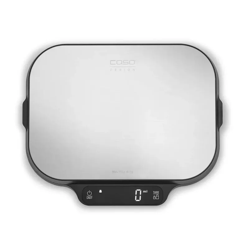 Balança de cozinha Caso KitchenDuo 03291 — balança de cozinha digital, aço inoxidável e preto, visor LED, capacidade de 5 kg, função tara
