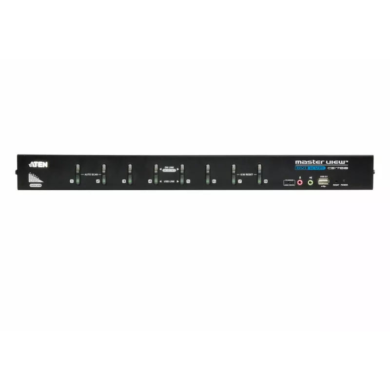 Comutador KVM ATEN 8 portas USB DVI com áudio, 2048 x 1536 píxeis, QXGA, 4,53 W, preto