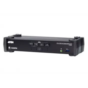 Comutador KVMP™ ATEN 4 portas USB 3.0 4K HDMI com modo de mistura de áudio