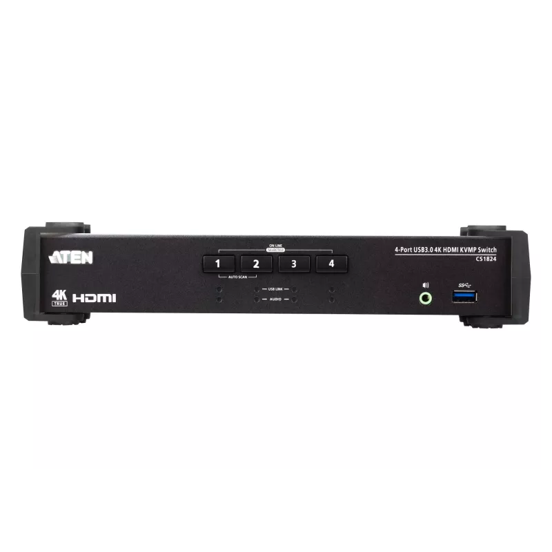 Comutador KVMP™ ATEN 4 portas USB 3.0 4K HDMI com modo de mistura de áudio