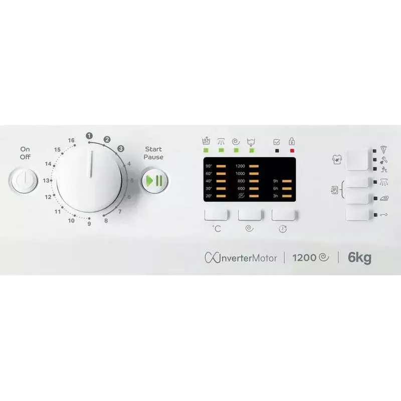Máquina de lavar roupa de carregamento frontal INDESIT MTWSA 61294 W EE, 6 kg, motor inverter, classe de eficiência energética C