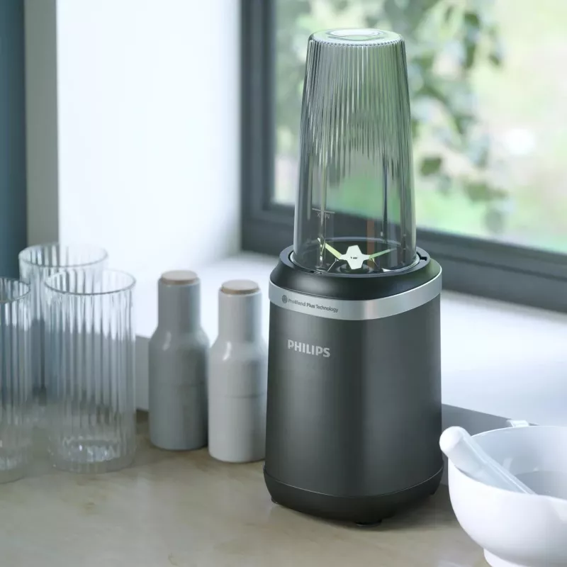Liquidificadora de mesa Philips 5000 Série HR2766/00 — 1000 W, recipiente de 0,7 L, picadora de 0,3 L, preto/aço inoxidável