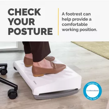 Apoio para os pés Fellowes sob a secretária - apoio para os pés ergonómico Breyta com superfície texturada - apoio para os pés para escritório e casa - Branco