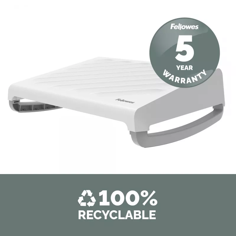 Apoio para os pés Fellowes sob a secretária - apoio para os pés ergonómico Breyta com superfície texturada - apoio para os pés para escritório e casa - Branco