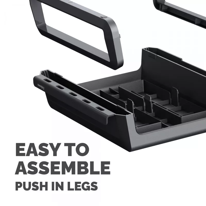 Suporte para monitor de computador Fellowes com 3 níveis de altura - elevação para monitor Breyta com gestão de cabos - suporte para monitor ergonómico ajustável para computador - Peso máx. 15 kg - Preto