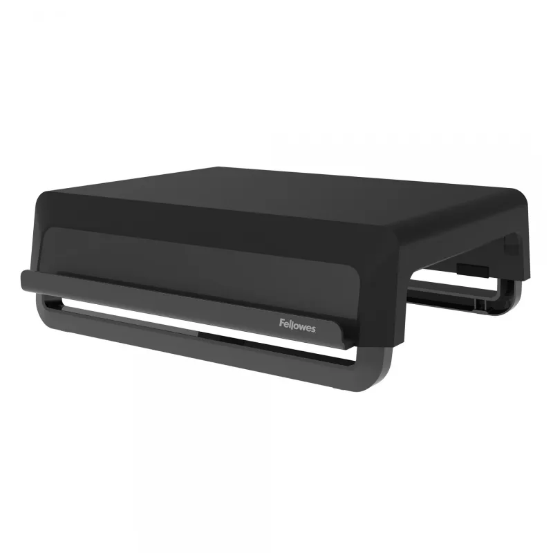Suporte para monitor de computador Fellowes com 3 níveis de altura - elevação para monitor Breyta com gestão de cabos - suporte para monitor ergonómico ajustável para computador - Peso máx. 15 kg - Preto