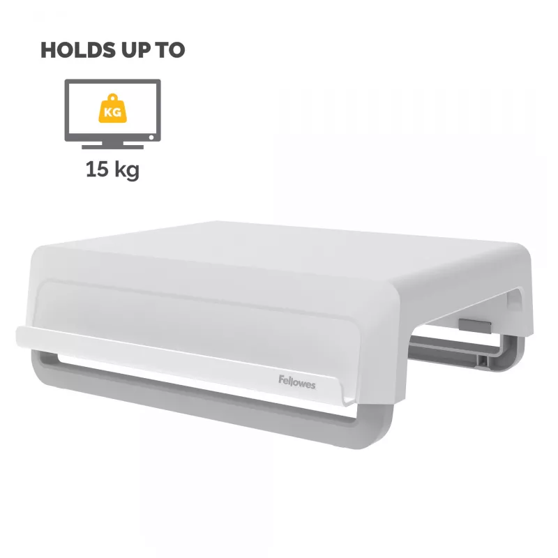 Fellowes Breyta 100016561 elevador de monitor, 3 posições de altura, portátil com pega, branco
