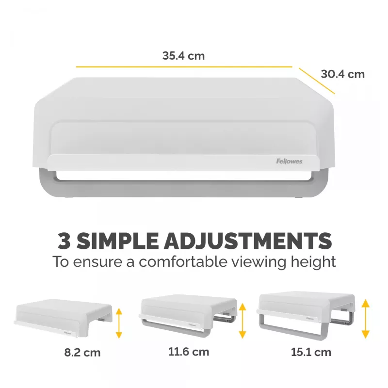 Fellowes Breyta 100016561 elevador de monitor, 3 posições de altura, portátil com pega, branco