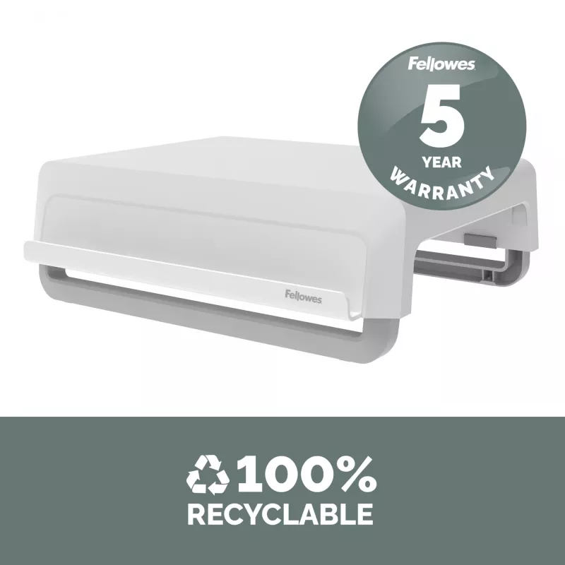 Fellowes Breyta 100016561 elevador de monitor, 3 posições de altura, portátil com pega, branco