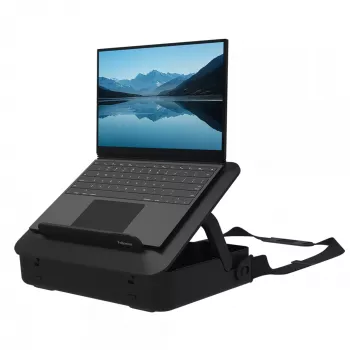 Mala para portátil Fellowes com suporte para portátil integrado - mala para portátil com fecho Breyta para trabalho híbrido e portáteis até 14 polegadas/4 kg - Preto