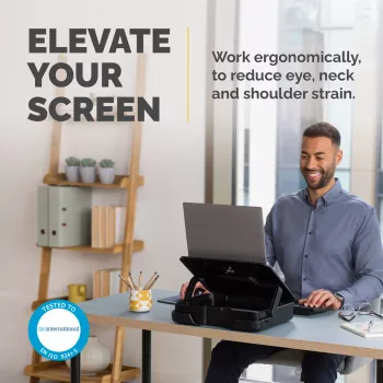 Mala para portátil Fellowes com suporte para portátil integrado - mala para portátil com fecho Breyta para trabalho híbrido e portáteis até 14 polegadas/4 kg - Preto