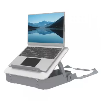 Mala para portátil Fellowes com suporte para portátil integrado – mala para portátil com fecho Breyta para trabalho híbrido e portáteis até 14 polegadas/4 kg – Branco
