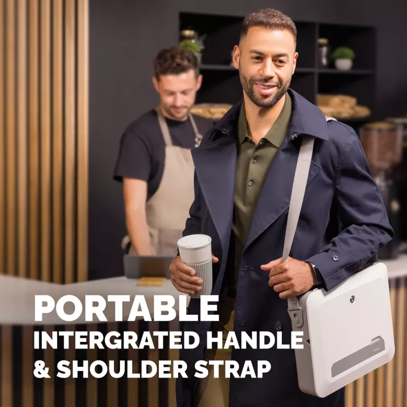 Mala para portátil Fellowes com suporte para portátil integrado – mala para portátil com fecho Breyta para trabalho híbrido e portáteis até 14 polegadas/4 kg – Branco