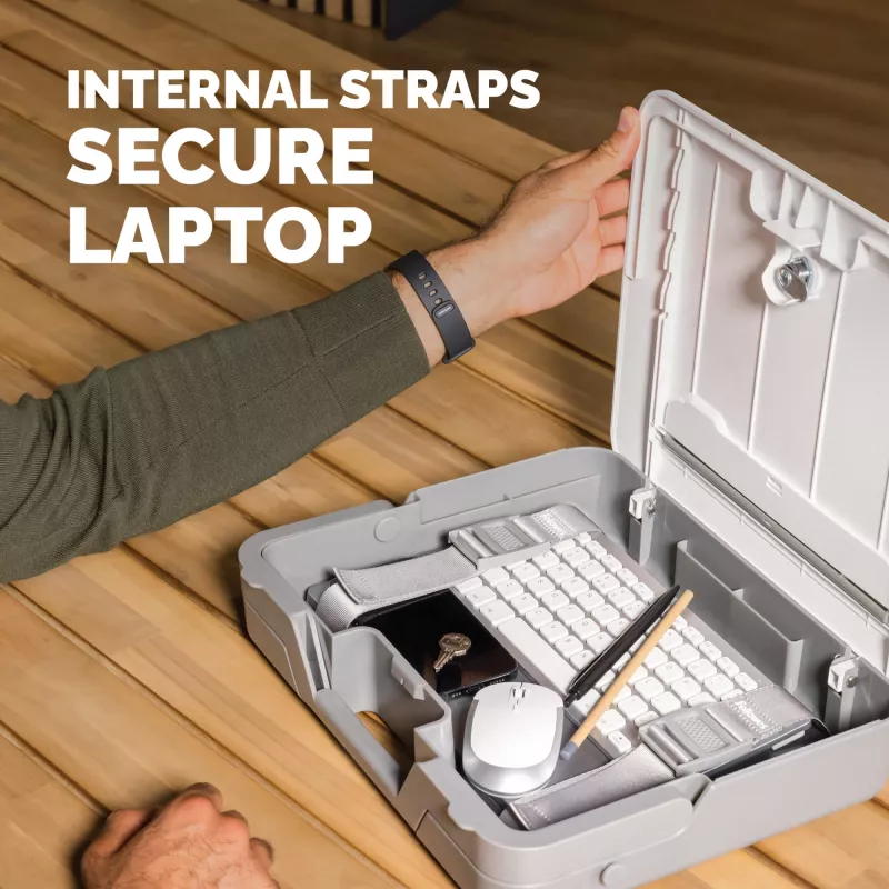 Mala para portátil Fellowes com suporte para portátil integrado – mala para portátil com fecho Breyta para trabalho híbrido e portáteis até 14 polegadas/4 kg – Branco