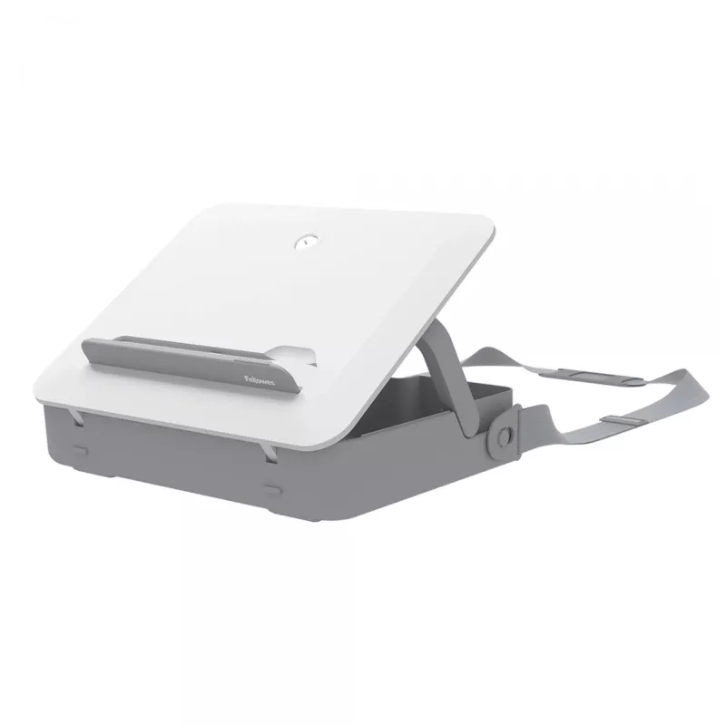 Mala para portátil Fellowes com suporte para portátil integrado – mala para portátil com fecho Breyta para trabalho híbrido e portáteis até 14 polegadas/4 kg – Branco