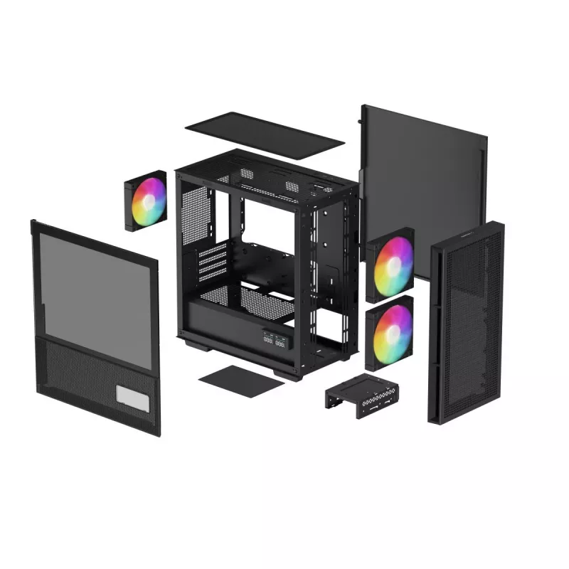 DeepCool CH360 DIGITAL R-CH360-BKAPE3D-G-1 caixa de PC Micro Tower, micro ATX/Mini-ITX, vidro temperado, preta