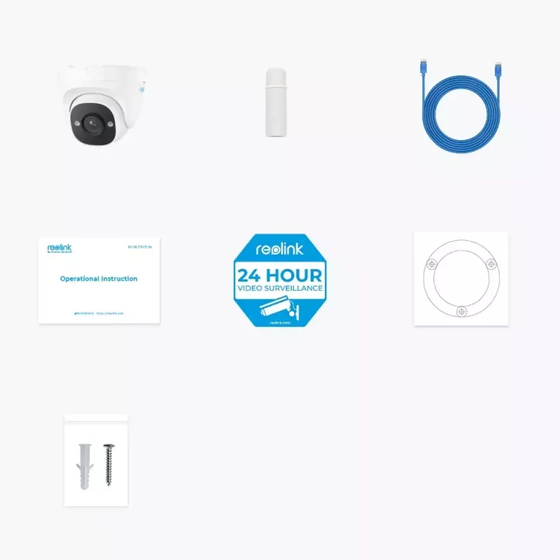 Câmara de vigilância IP Reolink P324 5 MP PoE, 2880×1616, 2,8 mm, 30 fps, IP66, PoE/DC, visão noturna 30 m