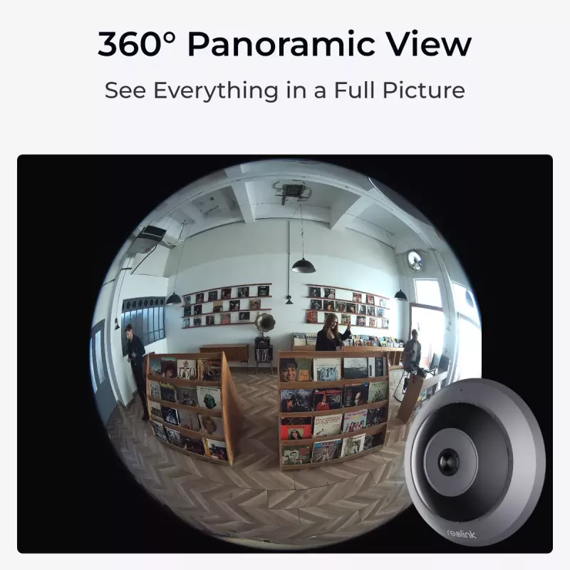 Câmara de segurança IP Reolink Fisheye P520 6MP Dome, 2560×2560, 180° Fisheye, PoE/DC, microSD até 256 GB