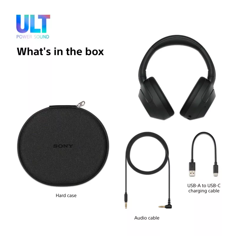 Sony ULT WEAR - Auscultadores Bluetooth sem fios com ULT POWER SOUND, graves profundos extremos, cancelamento de ruído, qualidade de chamada nítida, até 30 horas de autonomia, iOS e Android